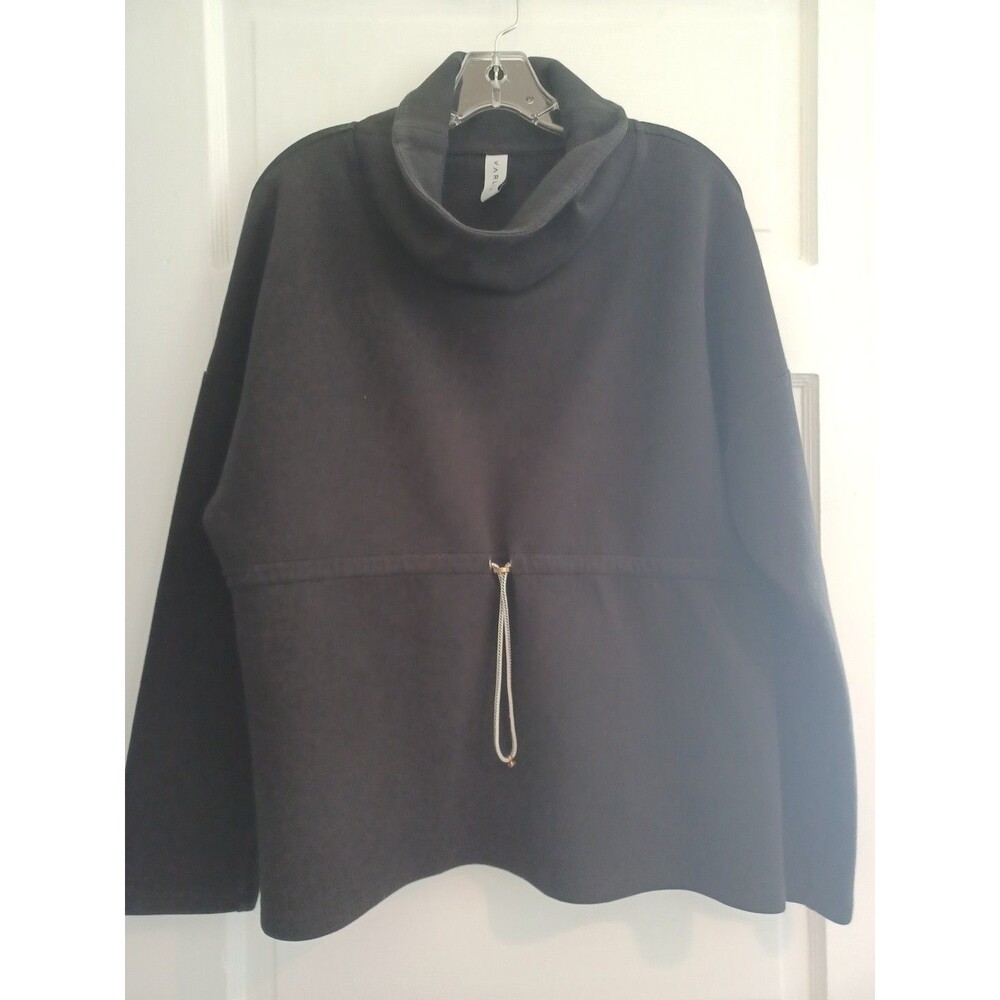 Varley Barton black sweatshirt M drawstring high funnelneck minimalist top - Picture 2 of 9